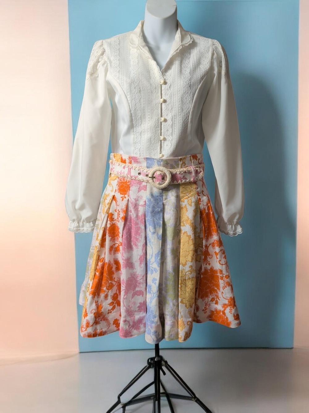 Zimmermann Postcard Spliced/Flip Mini Skirt